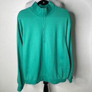 Lululemon Men's Green Blue Looped French Terry Fleece 1/4 Zip Size Large